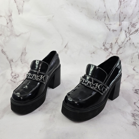 Delias Dolls Kill Loafer Women 10 Black Patent There She Platform Butterfly Shoe - Picture 1 of 11